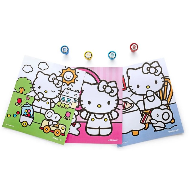 Kit para Colorir com 4 Carimbos Hello Kitty / SANRIO / LEO&LEO / PAPELARIA FOFA KAWAII