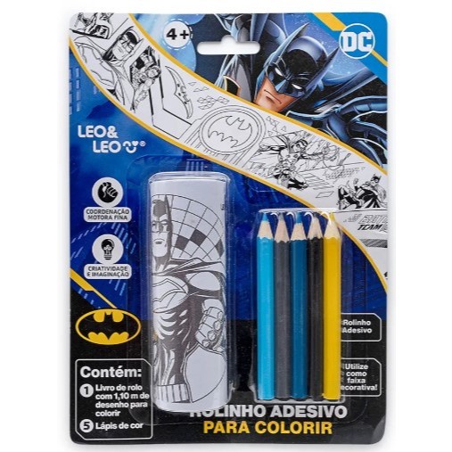 Rolinho Adesivo para Colorir Batman Leo&Leo / DC / PAPELARIA FOFA KAWAII / MATERIAL ESCOLAR