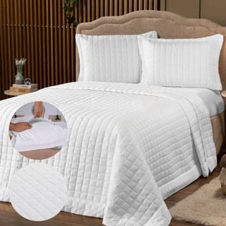Cobre Leito Casal e Queen 3 Peças Dupla Face Toque Aveludado Matelado 400 Fios Com Porta T...