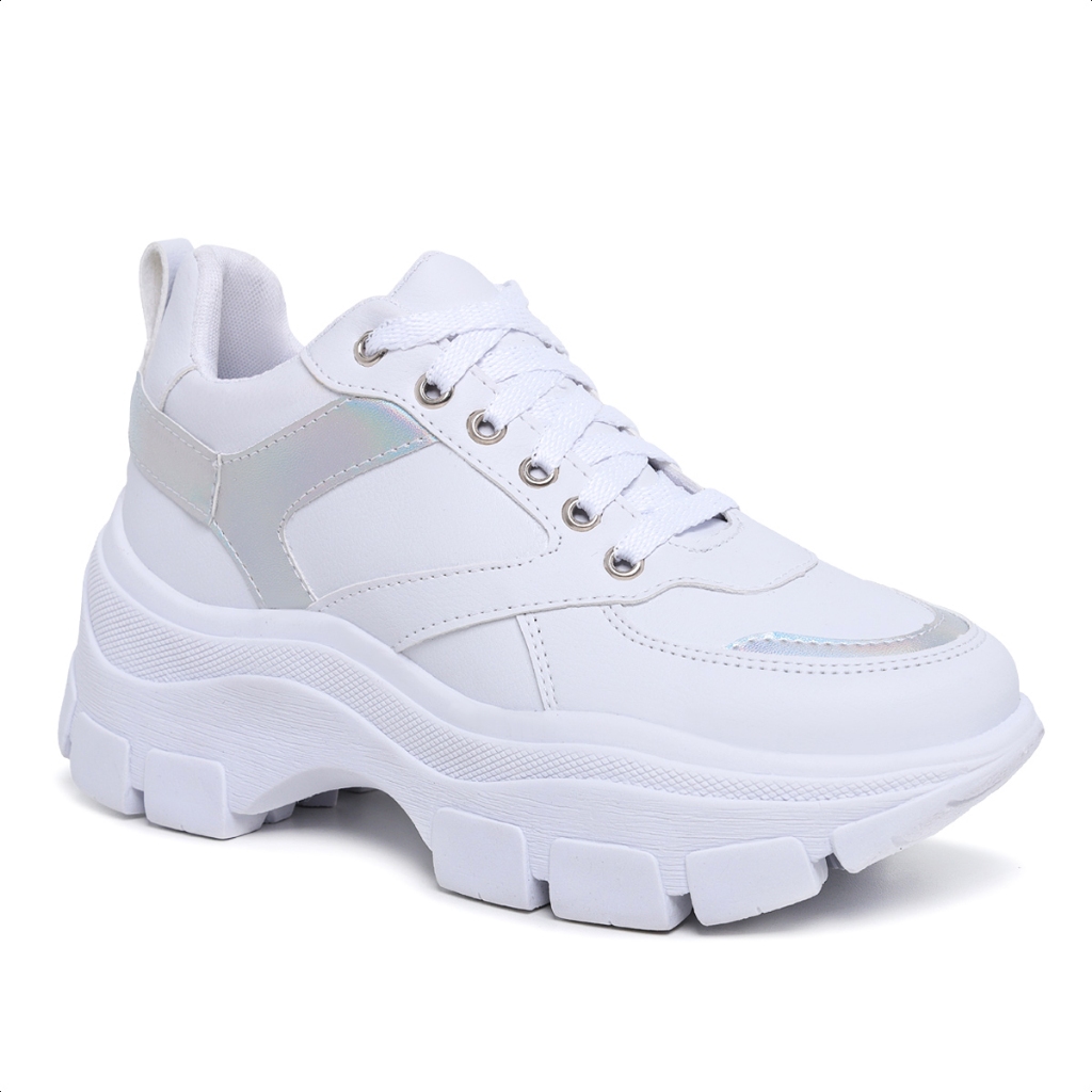Tenis Feminino Branco Tenis Feminino Casual Confortavel Calçado Feminino Sapato Feminino Tratorado Dia A Dia