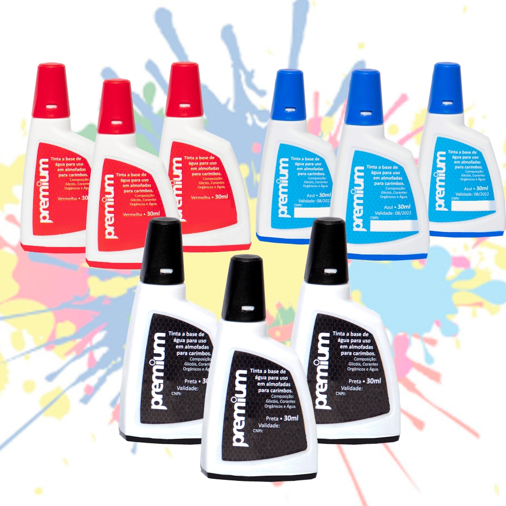 Tinta Para Carimbo Premium 30ml -  3 Unidades - Alta Pigmentação ! em Oferta na Shopee