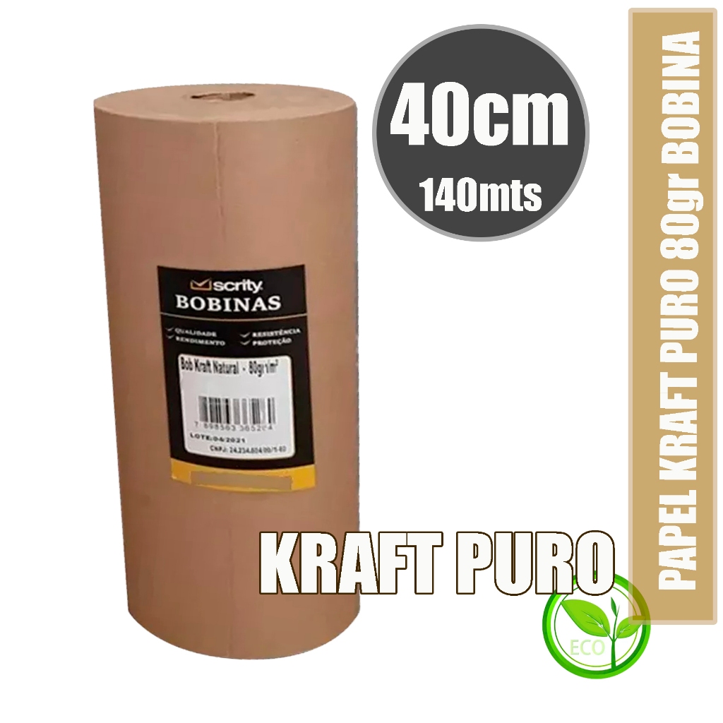 BOBINA 40CM X 140M KRAFT PURO, MARCA SCRITY, OTIMA QUALIDADE E RESISTENTE