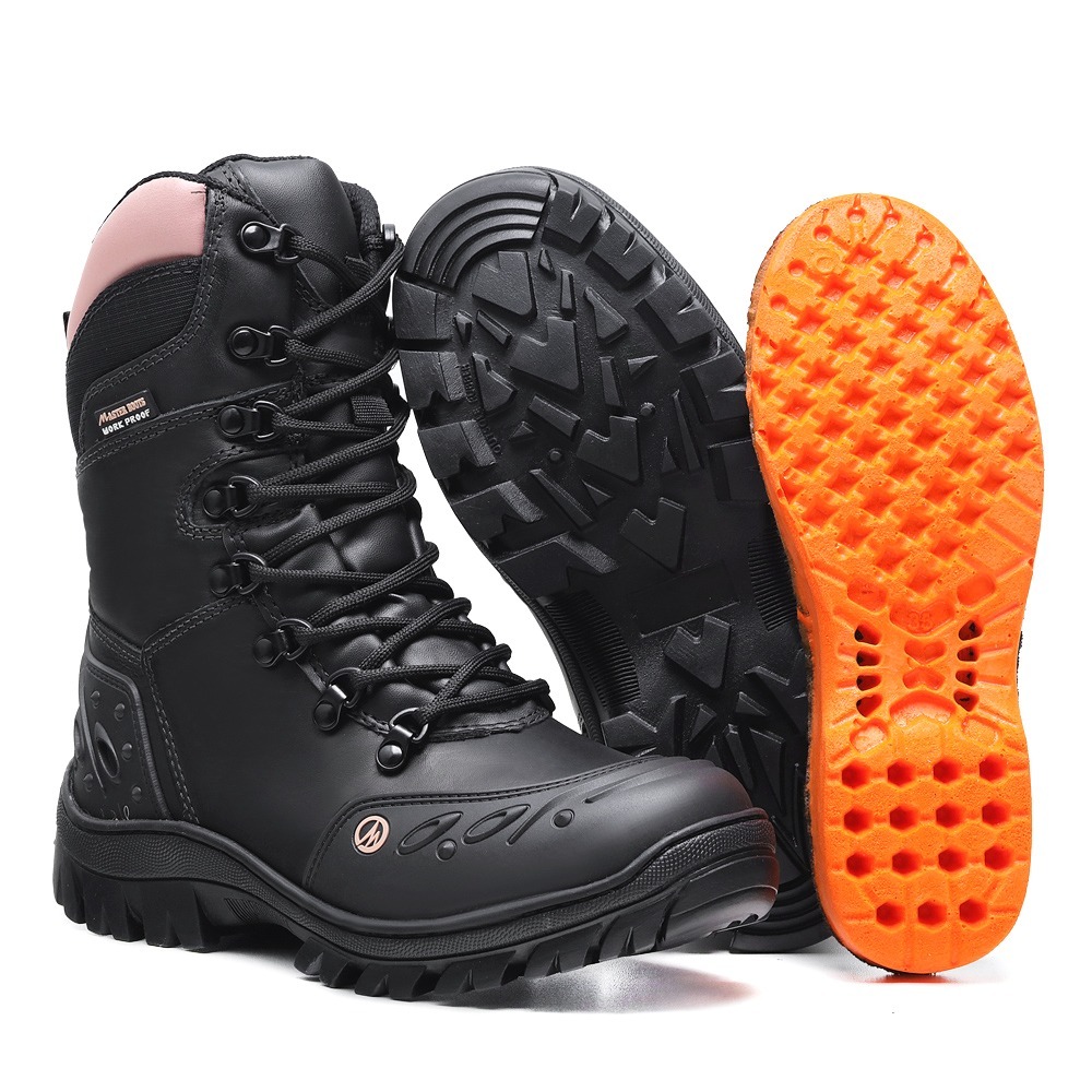 Bota Cano Alto Soldier Feminina De Couro Legitimo Palmilha Confort Envio Imediato