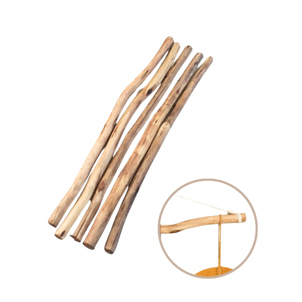 1 Galho Madeira Macrame Artesanal Tratado 60cm Natural Top em Oferta na Shopee