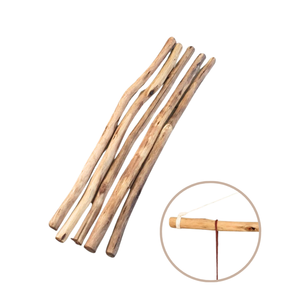 1 Galho Madeira Macrame Artesanal Tratado 80cm Natural Top em Oferta na Shopee