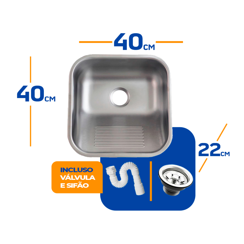 Tanque As Inox 304 Fosco 40x40 Medio Sobrepor E Embutir 25l em Oferta na Shopee