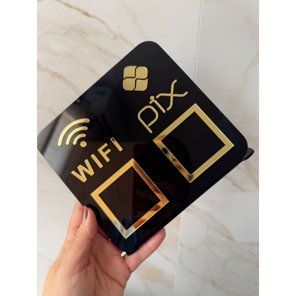 Placa PIX Display Mesa Balcão PIX e WI-FI QR Code