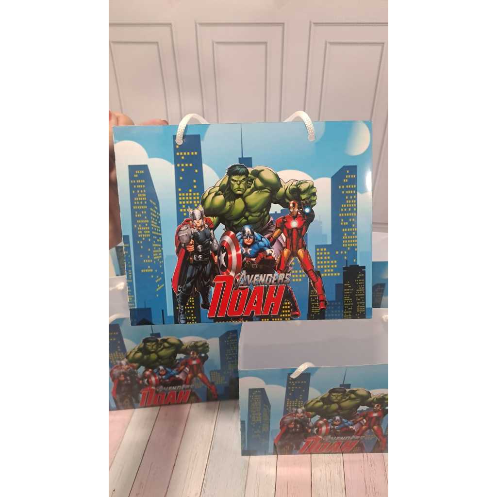 (PEGUE E MONTE)Sacola g horizontal Avengers/sacola personalizada/lembrança aniversário/festa infantil