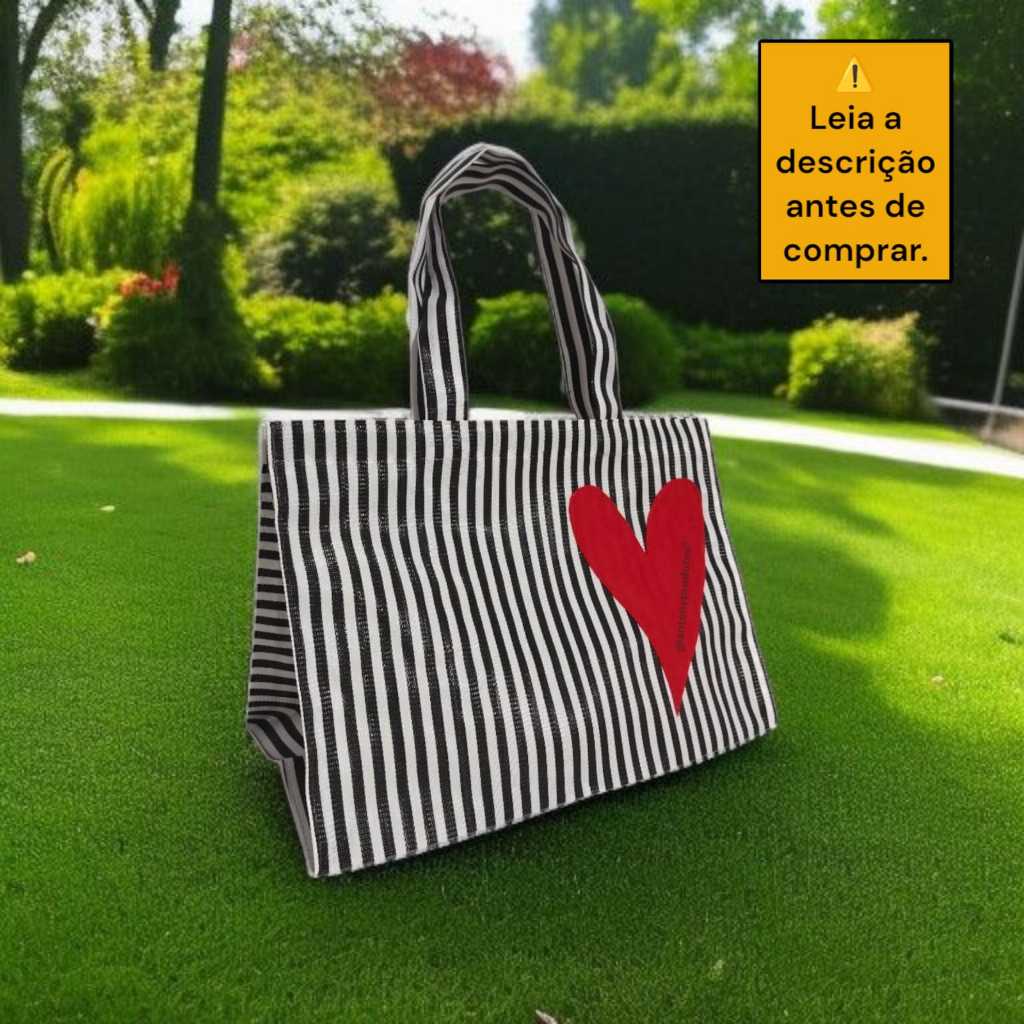 Sacola Bolsa Praia Média Coll Alça Longa Coração 22x42x30 Antony Produtos