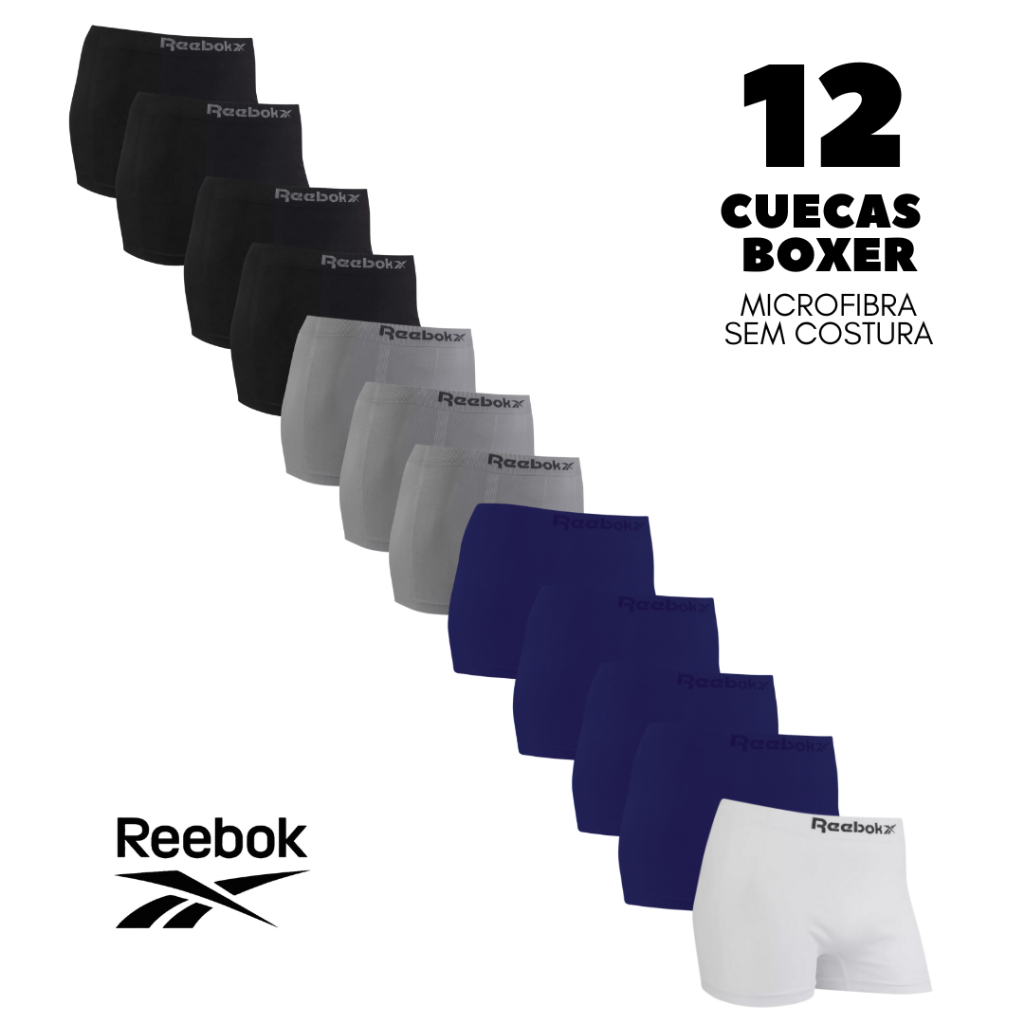 Kit 12 Cuecas Reebok Original em Microfibra Sem Costura em Oferta na Shopee