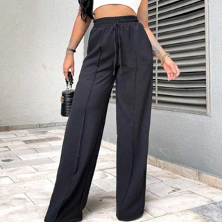Calça Feminina Do P ao GG Pantalona Wide Leg Dunas com Laço Roupas Femininas Moda Blogueira 2025 em Oferta na Shopee