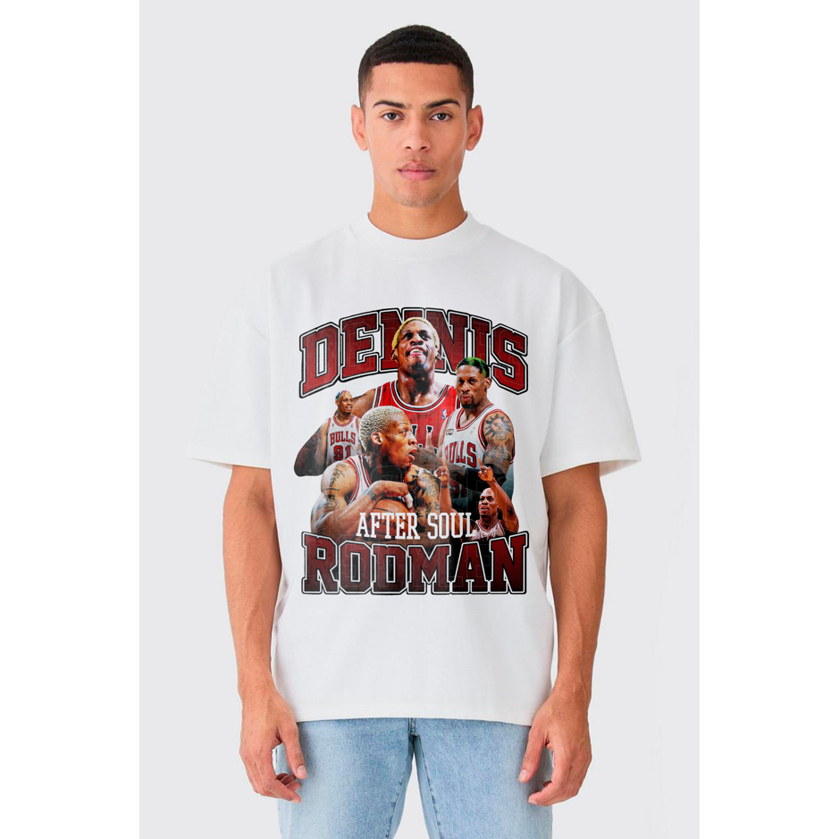 Camiseta AfterSoul 100% Algodão, Oversized, Dennis Rodman NBA vintage. O legado do basquete