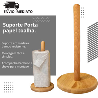 Suporte Bambu Porta Papel Toalha Para Mesa Bancada Rolo Acabamento Suporte Papel Toalha em Oferta na Shopee