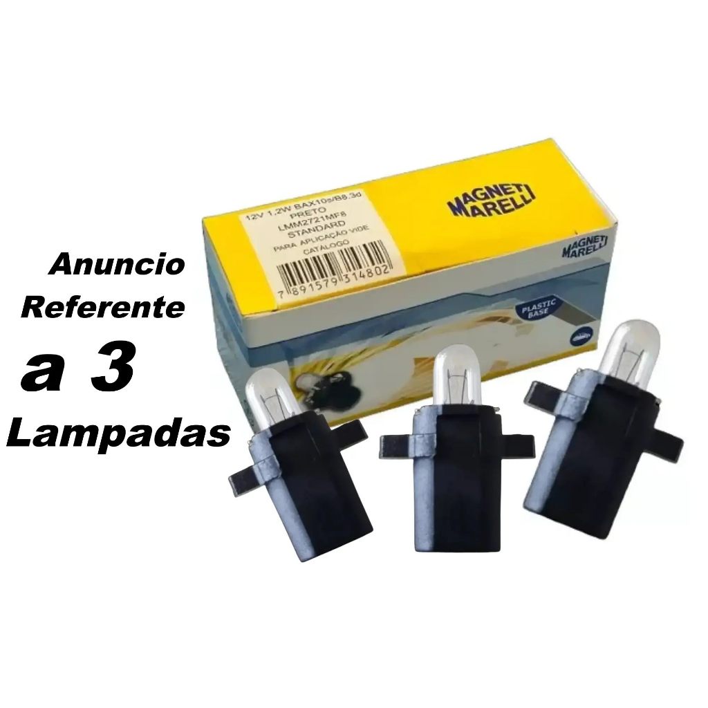 KIT 3 Lâmpada Painel Santana 1986 A 1990 Gol quadrado Gti Gts Cl Gl Magneti Marelli 1,2w