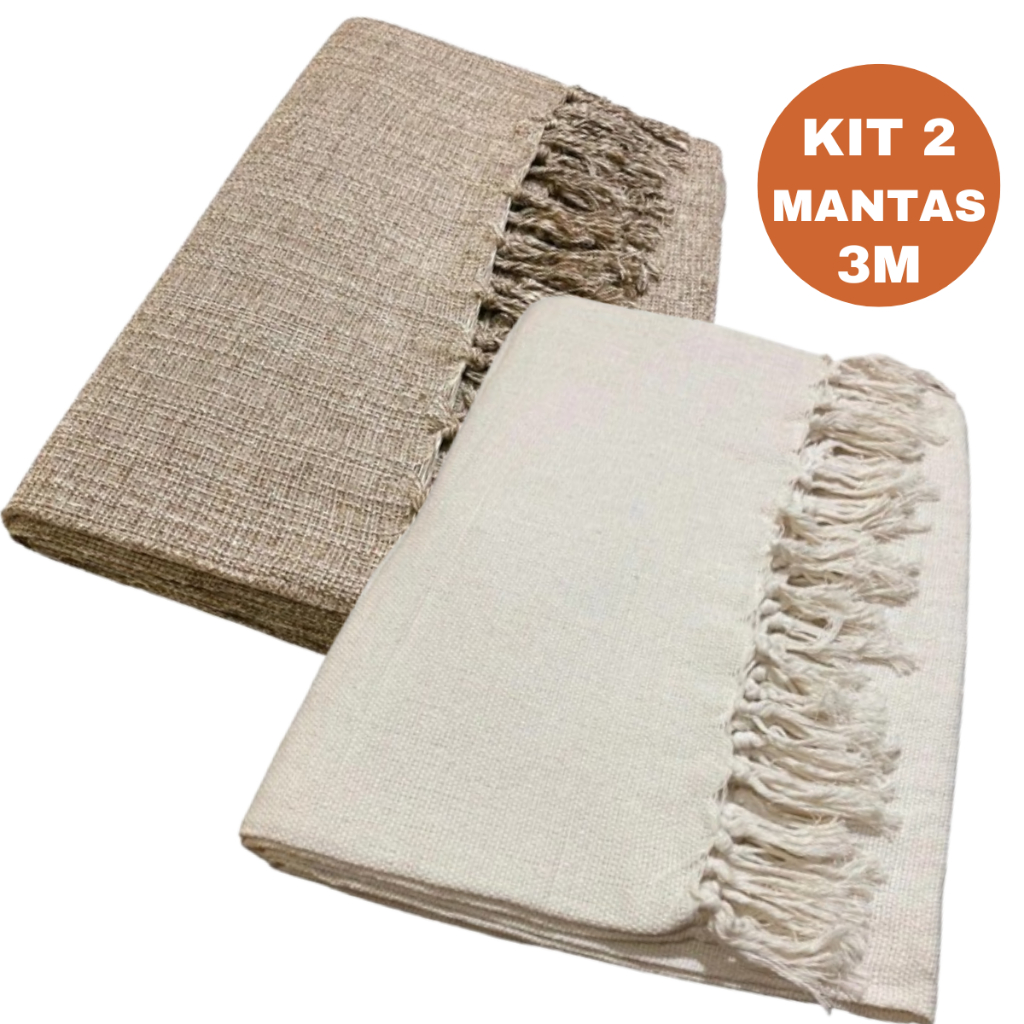 Kit 2 Mantas Para Sofá 3,00 x 1,80M King Luxo Gigante  100% Algodão Protetor Decoração