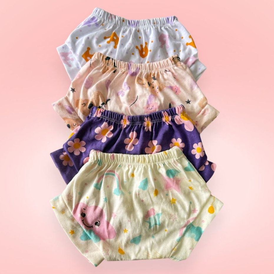 Kit 4 Shorts Tapa Fralda Para Bebês Estampado 100% Algodão Barato Verão roupas Infanis frescas dia a dia Enxoval em Oferta na Shopee