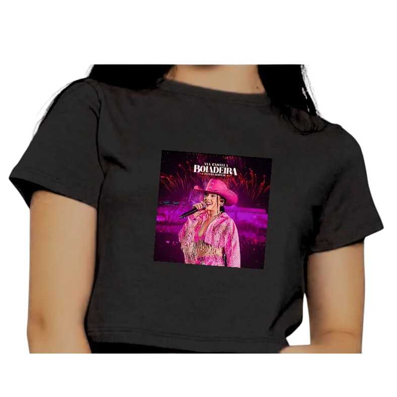 Blusa cropped infantil estampa personalizada Boiadeir Ana Castela - tecido 100% algodão - super confortável.