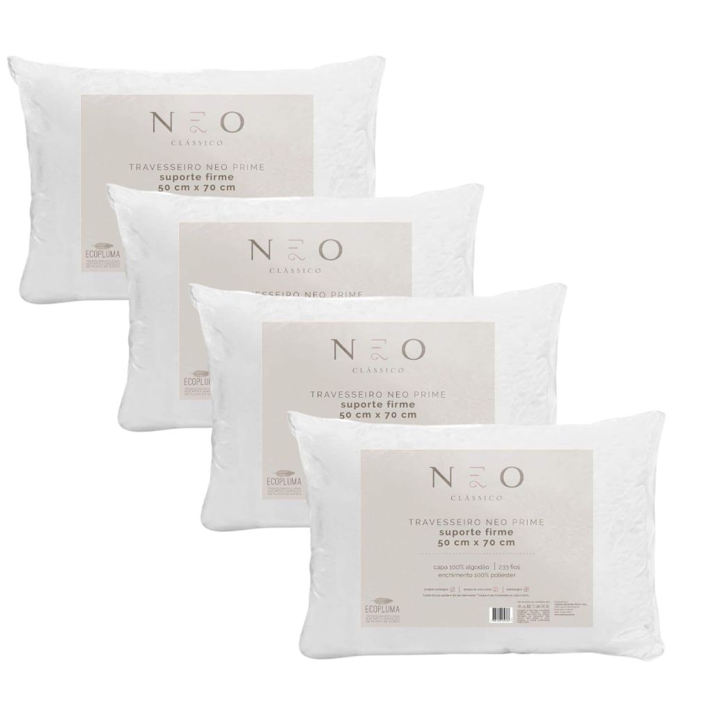 Travesseiro Neo Prime Ecopluma 233 Fios 50x70cm – Branco - Camesa - Suporte Firme em Oferta na Shopee