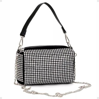 Bolsa Feminina Brilho Pequena Ombro Alça Luxo Strass Festa