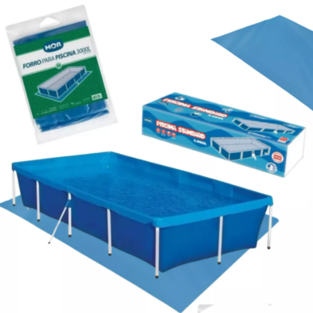 Piscina Com Armação + Forro Retangular 3000 Litros Mor em Oferta na Shopee