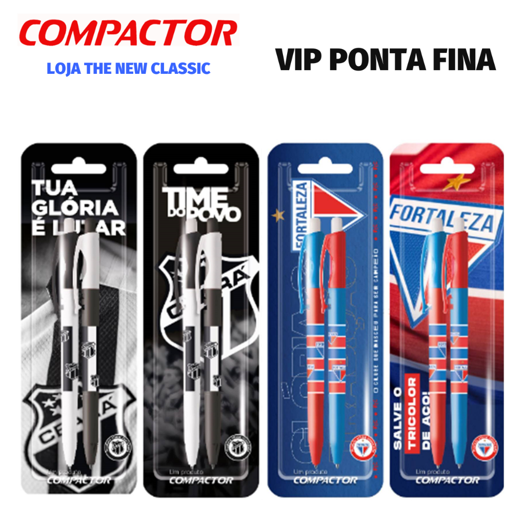 Kit Caneta Compactor Vip Time do Coração - Fortaleza Ceará Náutico Bahia Sport - Ponta Fina 0.7mm em Oferta na Shopee