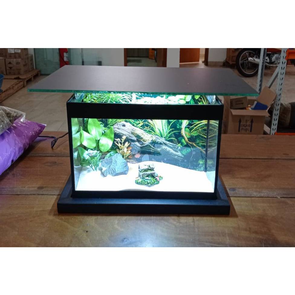 Aquário para Peixe Betta Completo c/ Enfeite com Luminaria de LED 5 Litros