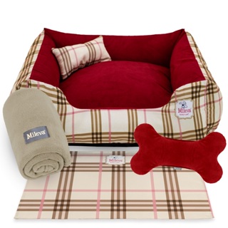 Cama Pet Camurça + manta + Brinquedo Ossinho + Tapetinho Estampado 05 Peças - Classic - Premium 1 em Oferta na Shopee