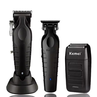 Kit Kemei Máquina de cortar cabelo + Máquina De Acabamento + Shaver Barbeador KM 2296 2299 1102 - Bivolt em Oferta na Shopee