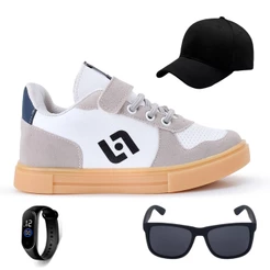 Kit Tenis Casual Infantil Street Light Meninos + Bone + Oculos E Relogio