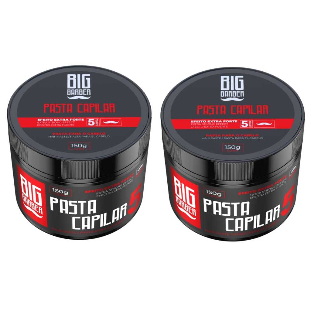 2 Pomada Pasta Modeladora De Cabelo Efeito Extra Com Brilho Forte Big Barber Level 5
