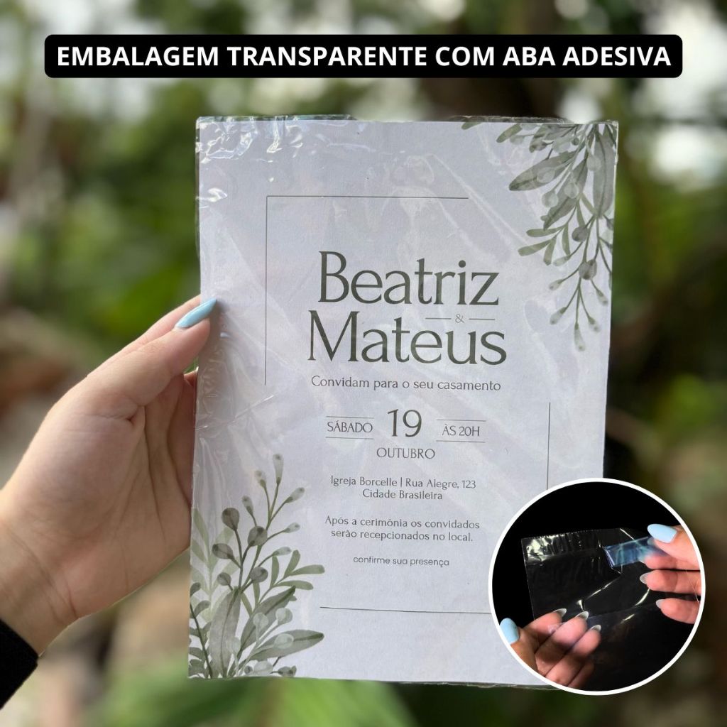 Saco Plástico Transparente C/ Aba Adesiva Para Convites Brilhoso e Resistente 22x16 em Oferta na Shopee