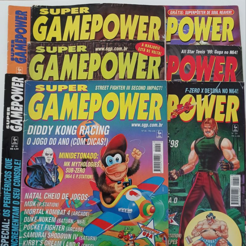 Revistas SuperGamePower edições variadas SGP video games anos 90 playstation nintendo saturn dreamcast