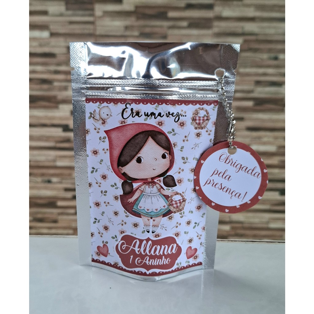 Saquinho Metalizado zip lock lembrancinhas festa aniversario infantil  Personalizado Chapeuzinho Vermelho