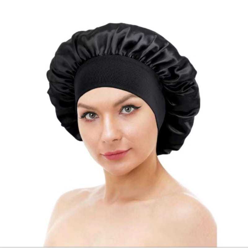 Kit 2 Touca Nero Com Barra para Cabelo Anti Frizz + 1 Touca de Cetim Chapéu De Dormir