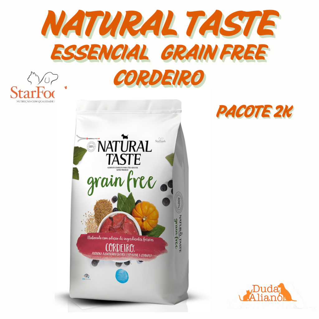 Ração Natural Taste Grain Free 2k Super Premium Cordeiro Livre de Grãos Sem Transgênicos e Corantes em Oferta na Shopee