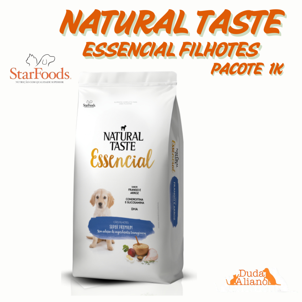 Ração Natural Taste Essencial Cães Filhotes 1k- Super Premium livre de transgênicos e corantes
