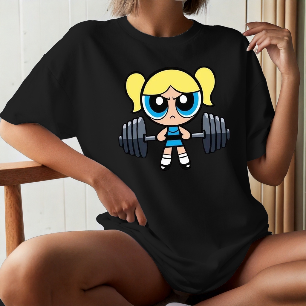 Camiseta unissex Lindinha meninas Super Poderosas Academia Maromba Camisa Algodão Premium Gola Redonda