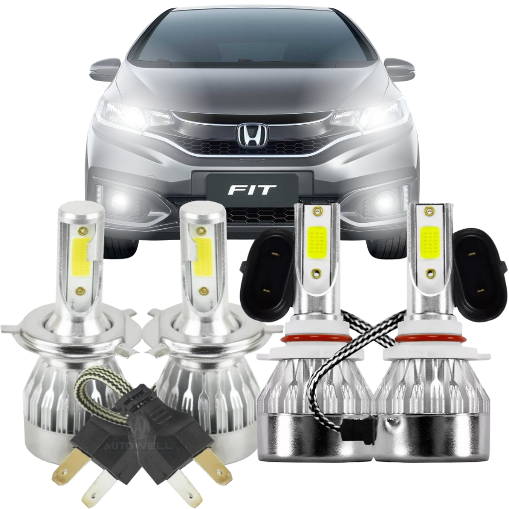 Kit Lâmpadas Super Led Farol Honda City E Fit 2003 2004 2005 2006 2007 2008 2009 2010 2011 2012 2013  2014