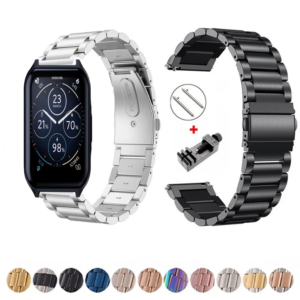 Pulseira de 20mm Metal Elos de aço inox para Smartwatch Moto Watch 70  de Engate Rapido