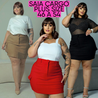 SAIA CARGO PLUS SIZE MODELO COM BOLSOS LATERAIS TECIDO BENGALINE POSSUI ELASTICIDADE 42 A 54 em Oferta na Shopee
