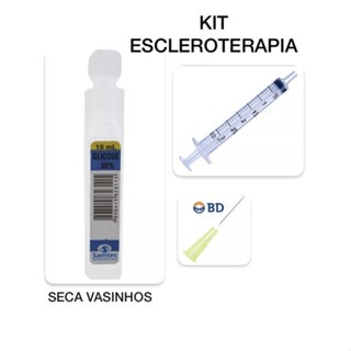 Kit 30 itens Escleroterapia 10 Seringa/ 10 Aguhas / 10 glicose