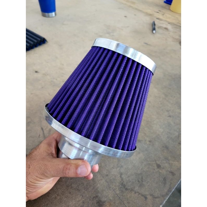 Filtro de ar esportivo mono fluxo lavável grande universal + abraçadeira