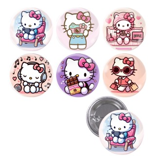 Cartela De Buttons Pins Broche Hello Kitty SuperCute Com 6 Unidades Adventure Desenho / Cute / Fofo em Oferta na Shopee