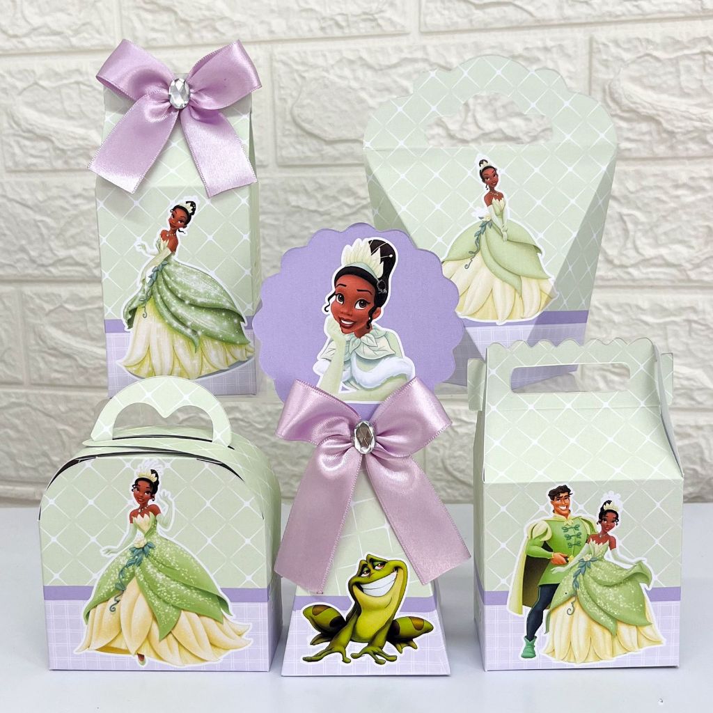 Kit Festa Tiana A Princesa e o Sapo Personalizada –  Pegue e Monte Decoração de Festa Lembrancinhas Caixinhas para Festa
