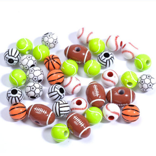 Entremeio Bola Esportes Diversos 50 Unidades Miçangas Bola Futebol Tênis Vôlei Basquete Beisebol em Oferta na Shopee