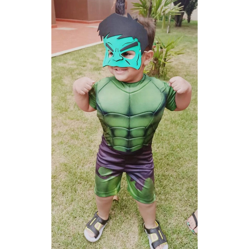 Fantasia Infantil Personagem Hulk com músculos/enchimento - curto em Oferta na Shopee