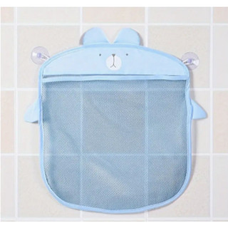 Saco organizador para brinquedos modelo ursinho azul com ventosa Organizador Banheiro infantil