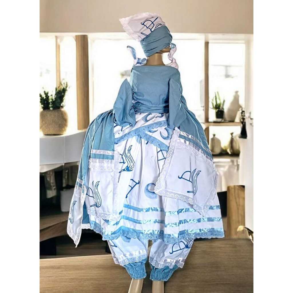 VESTIDO RUN DE ODÉ AZUL E BRANCO - RUM OXOSSI AZUL E BRANCO PARA CANDOMBLÉ E UMBANDA - ODÉ  EOXOSSI
