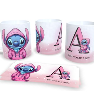 Caneca com Nome Alfabeto Stitch Personalizada Ceramica ou Plástico Presente Dia das Crianças em Oferta na Shopee