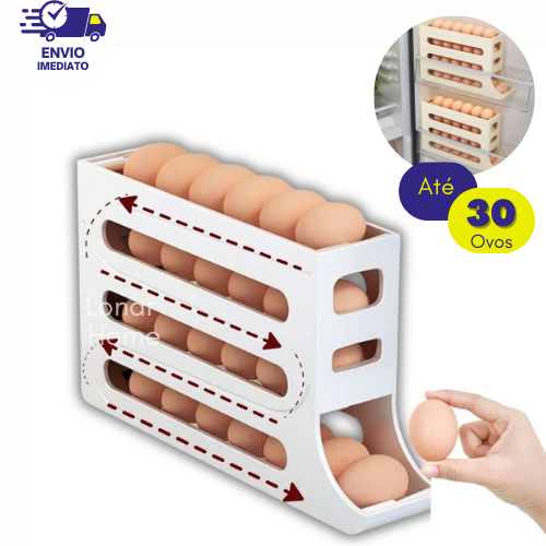 Porta Ovos 4 Andares Rolante  Suporte Para 30 Ovos Organizador Dispenser de Geladeira em Oferta na Shopee